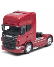 Метална играчка Welly - Влекач Scania V8 R730, червена, 1:32 -1